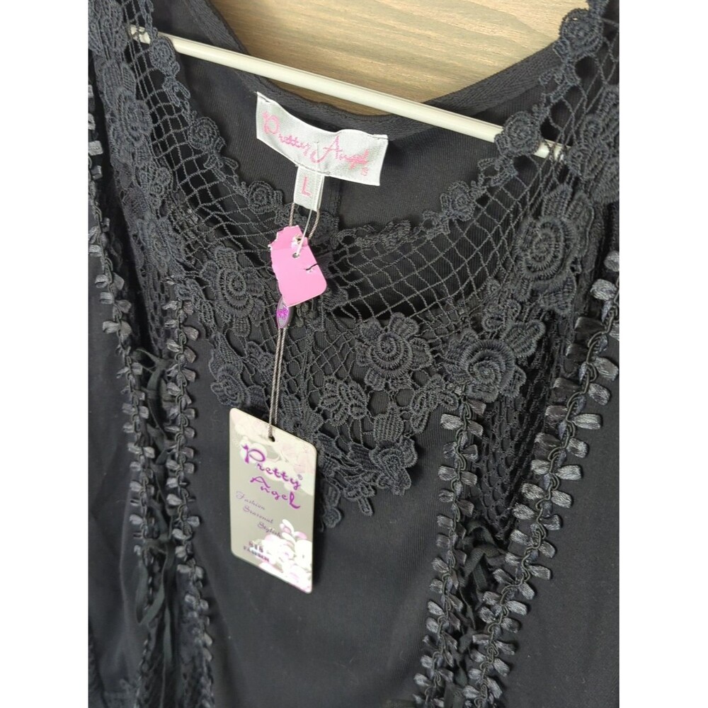 Pretty Angel Woman's Lace Crochet Long Sleeve Top Size L - Picture 2 of 6